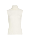L Agence Ceci Sleeveless Rib-knit Turtleneck Top In Off White