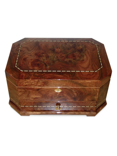 Tizo Inlaid Wood Jewelry Chest In Brown