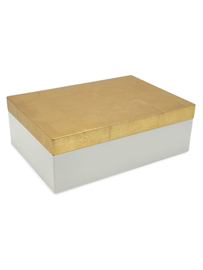 Tizo Wood Box With Gold Leaf Lid In Gold White