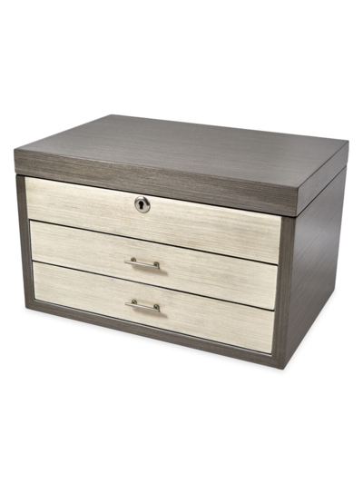 Tizo Wood Two-tone Jewelry Box In Natural Gray