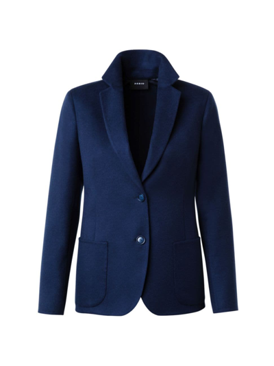 Akris Saigon Double-face Brushed Cashmere Single-breasted Jacket In Navy