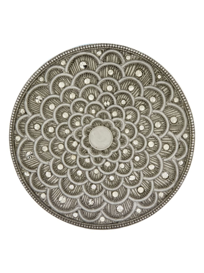 Tizo Crystal Enameled Coaster In Silver White