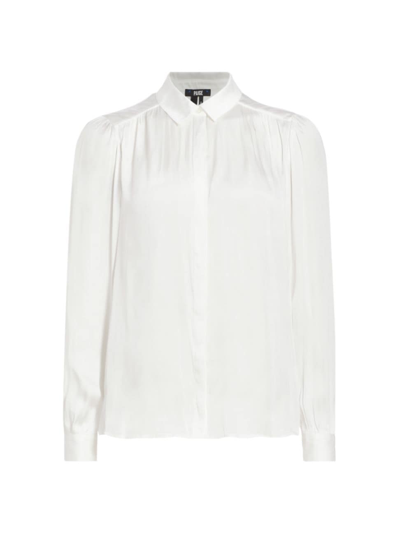 Paige Womens White Clemence Curved-hem Cotton Shirt