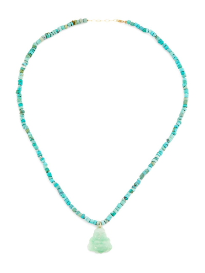 Jia Jia Women's 14k Gold, Jade & Turquoise Buddha Pendant Necklace In Turquoise Jade