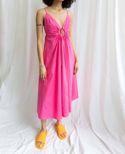 Find Me Now Sonatina Midi Dress In Fuchsia In Pink