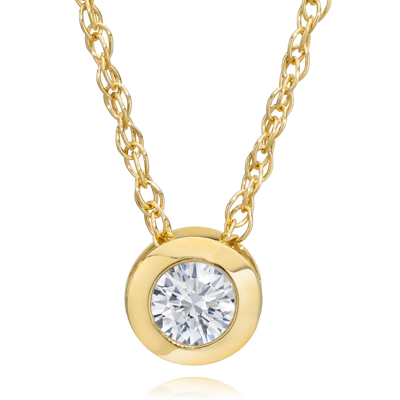 Pompeii3 3/8ct Lab Grown Bezel Solitaire Diamond Pendant 14k Yellow Gold Necklace In Multi