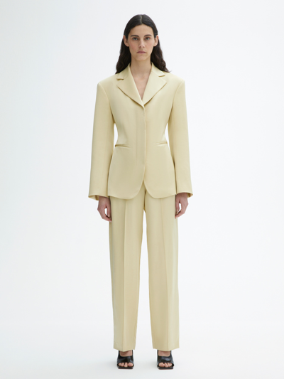 House Of Dagmar Fitted Blazer In Buttercream Yellow