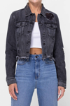 Cello Katrina Destroyed Fitted Denim Jacket In Black Acid In Multi