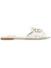 Dolce & Gabbana Rainbow Lace Brooch-detail Sandals In Grey