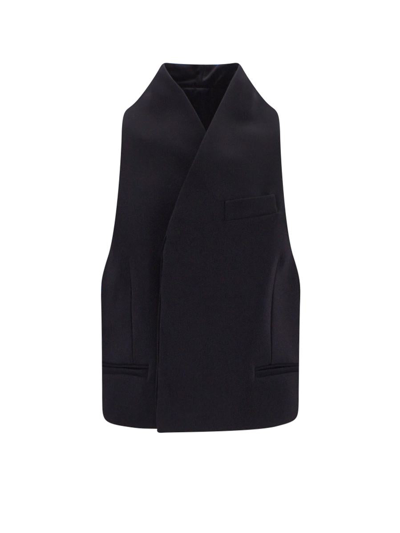 Ferragamo Double Breasted Slim Fit Waistcoat In Black