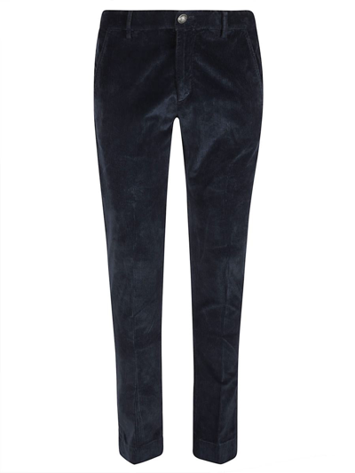 Hand Picked Buttoned Fitted Trousers In Blue