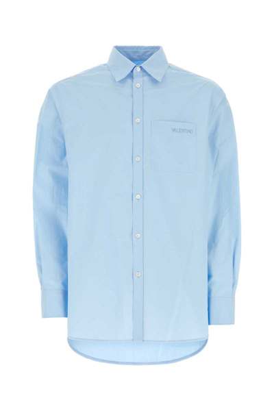 Valentino Logo Embroidered Long In Light Blue