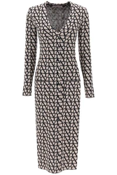 Valentino Women's Toile Iconographe Wool Cardigan In Beige Black