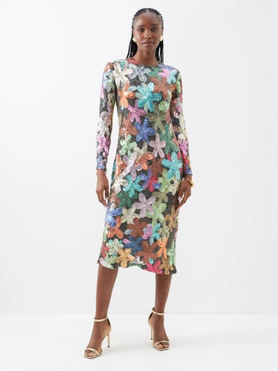 Ashish Floral-sequinned Georgette Midi Dress In Multi