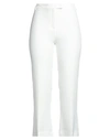 1-one Woman Pants Ivory Size 8 Polyester, Elastane In White