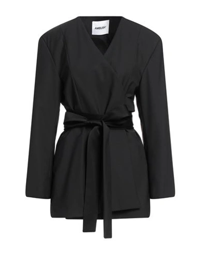 Ambush Woman Blazer Black Size 2 Polyester, Virgin Wool, Elastane, Acetate, Viscose