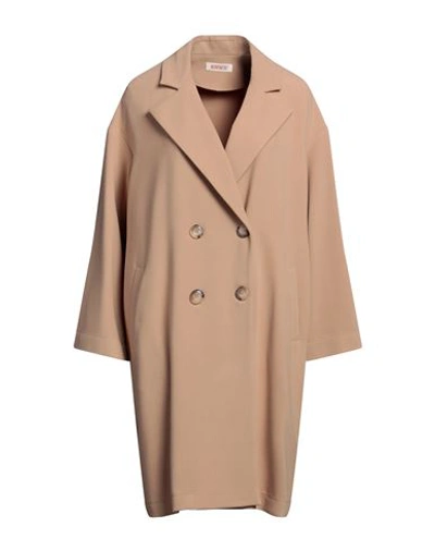 Kontatto Woman Coat Camel Size M Polyester, Viscose, Elastane In Beige