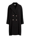 Kontatto Woman Coat Midnight Blue Size M Polyester, Viscose, Elastane In Black
