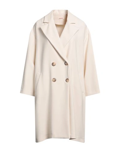 Kontatto Woman Coat Cream Size S Polyester, Viscose, Elastane In White