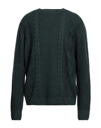 H953 Man Sweater Dark Green Size 46 Merino Wool In Green