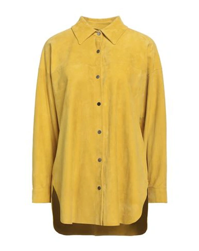 Salvatore Santoro Woman Shirt Mustard Size 6 Ovine Leather In Yellow