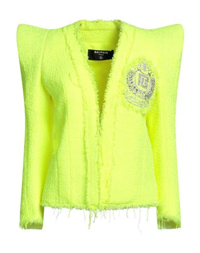 Balmain Woman Suit Jacket Acid Green Size 8 Polyester