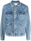 Isabel Marant Blue Jango Logo-embroidered Denim Jacket In 蓝色
