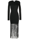 Ganni Black Melange Knit Fringe Mini Dress In 黑色