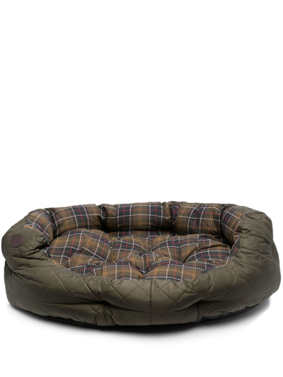 Barbour Check-plaid Cotton Dog Bed In 绿色