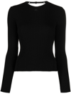 COURRÈGES OPEN-BACK FINE-RIBBED TOP