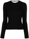 Courrèges Lingerie Strap Rib Knit Sweater In 黑色