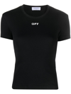 Off-white Off Stamp Rib Scoop Short-sleeve Top In Black White