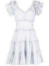Needle & Thread Needle And Thread Womens Cornflower Blue Broderie-pattern Gingham-print Cotton-blend Mini Dress In 蓝色