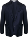 Boglioli Herringbone Single-breasted Blazer In 蓝色