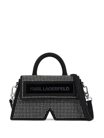 Karl Lagerfeld Ikon/k Crystal-embellished Crossbody Bag In Black