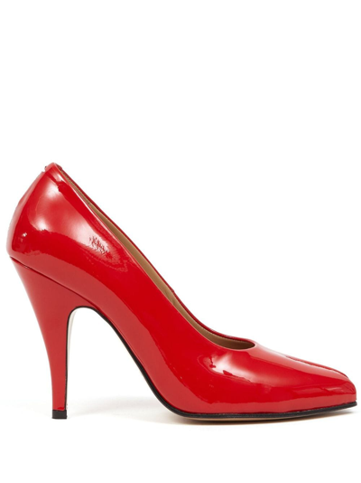 Maison Margiela Tabi 110mm Patent Court Shoes In Red
