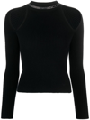 Gcds Bling Rhinestone-embellished Knitted Top In 黑色
