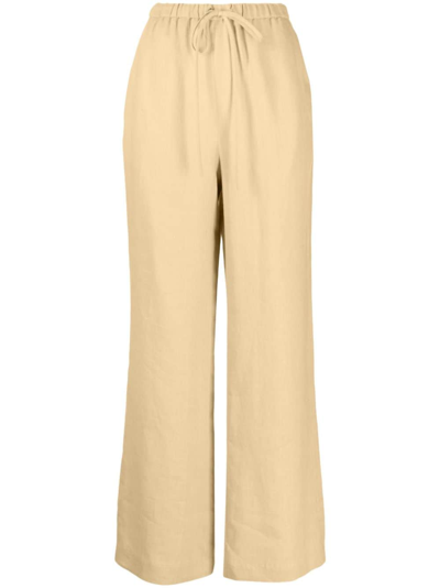 Nanushka Drawstring -waist Linen Trousers In 黄色