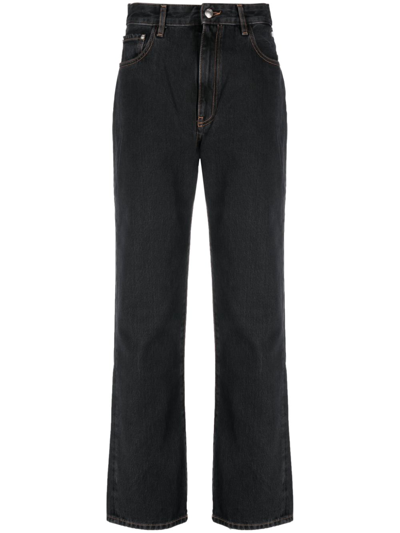 Gcds Chocker Rhinestone-embellished Straight-leg Jeans In Negro