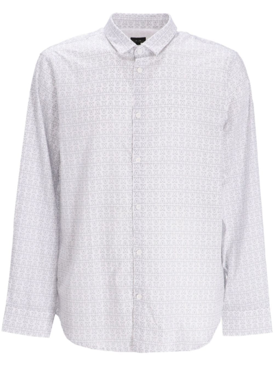 Armani Exchange Logo-print Long-sleeve Shirt In 白色