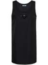 Prada Logo Plaque Sleeveless Mini Dress In Black