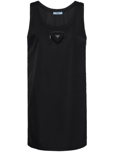 Prada Pouch Re-nylon Mini Dress In Black