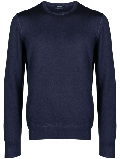 Barba Napoli Ribbed-trim Virgin-wool Jumper In 蓝色