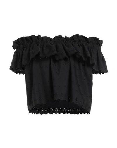 Nora Barth Woman Top Black Size 6 Cotton, Elastane