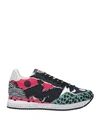 Manila Grace Woman Sneakers Navy Size 7 Soft Leather, Textile Fibers In Navy Blue