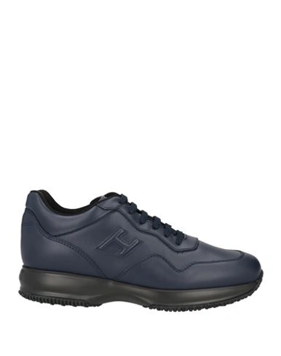 Hogan Man Sneakers Navy Blue Size 11 Soft Leather In Navy Blue