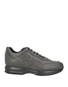 Hogan Man Sneakers Steel Grey Size 9.5 Soft Leather In Grey