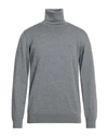 Alpha Studio Man Turtleneck Grey Size 46 Merino Wool In Sage Green