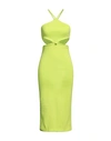 Mangano Woman Midi Dress Acid Green Size 8 Cotton