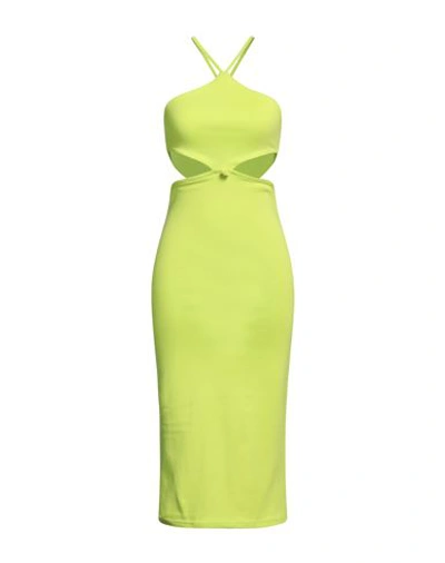 Mangano Woman Midi Dress Acid Green Size 8 Cotton